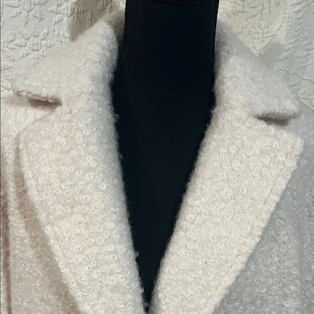 Bershka boucle coat in ecru,‎ size medium